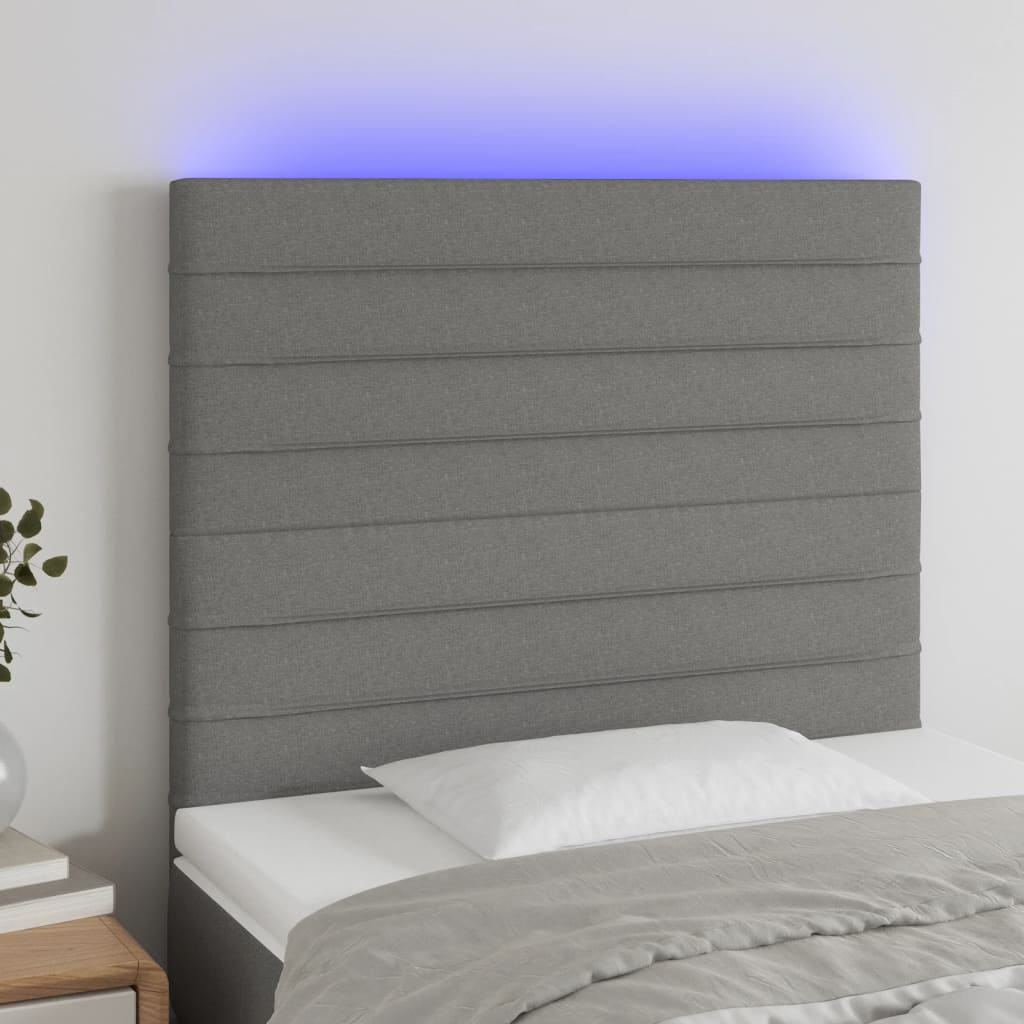 Hoofdbord LED 80x5x118/128 cm stof donkergrijs Hoofdborden en voetborden | Creëer jouw Trendy Thuis | Gratis bezorgd & Retour | Trendy.nl