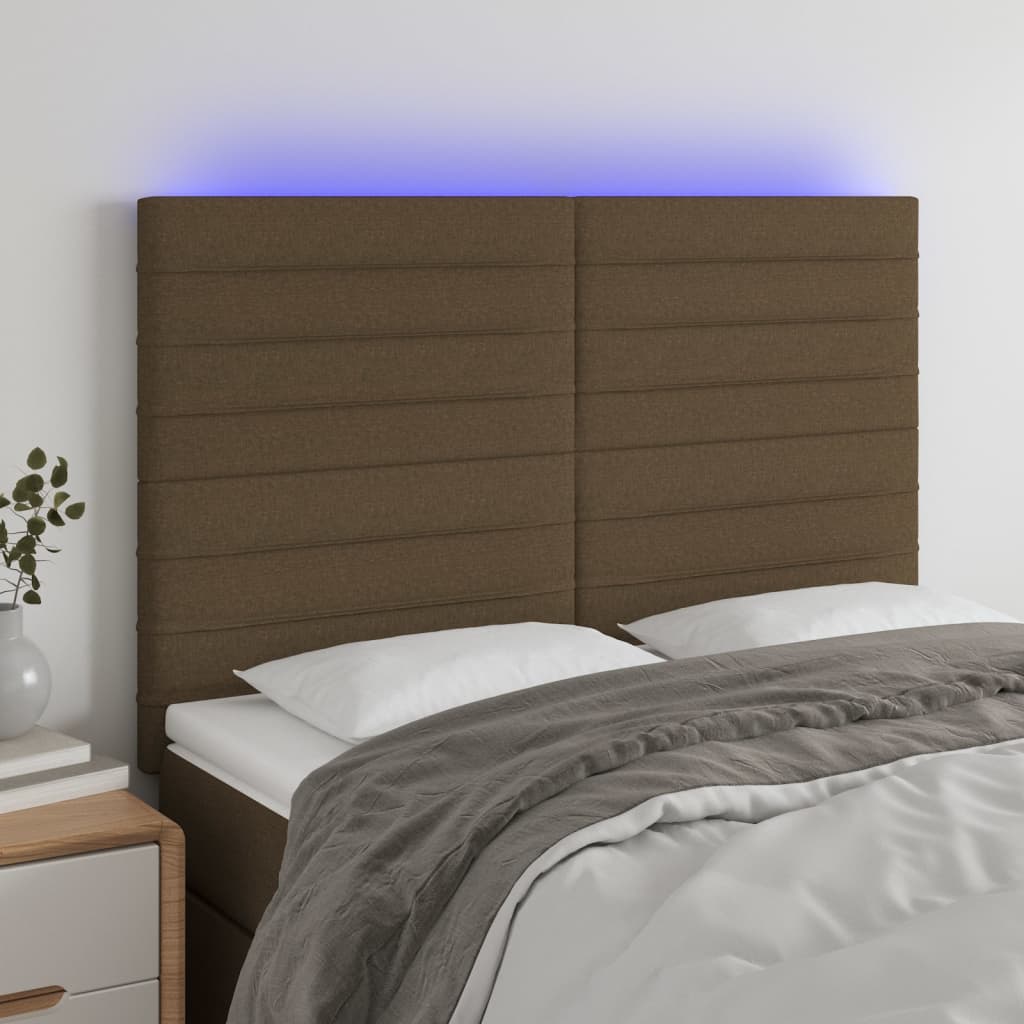 Hoofdbord LED 144x5x118/128 cm stof donkerbruin Hoofdborden en voetborden | Creëer jouw Trendy Thuis | Gratis bezorgd & Retour | Trendy.nl