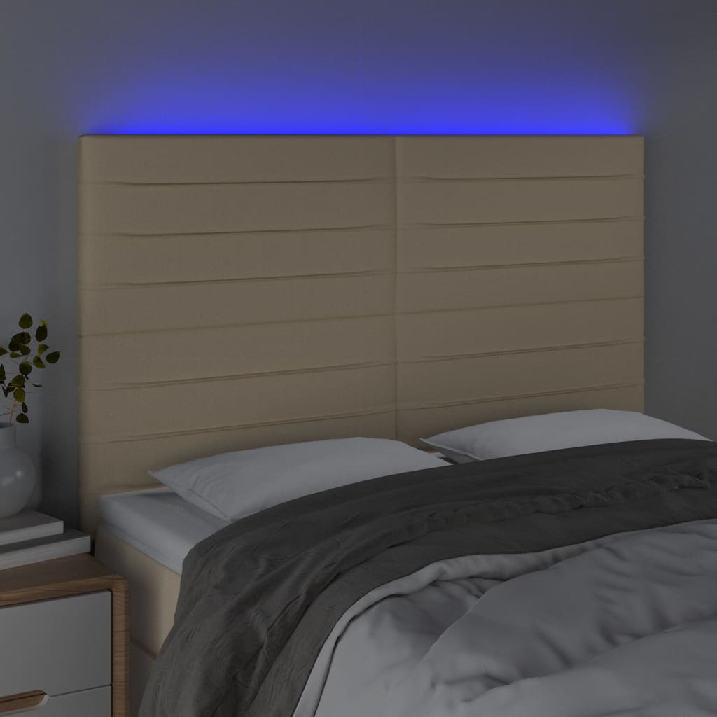 Hoofdbord LED 144x5x118/128 cm stof crèmekleurig Hoofdborden en voetborden | Creëer jouw Trendy Thuis | Gratis bezorgd & Retour | Trendy.nl