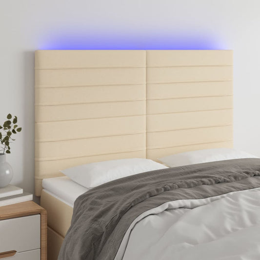 Hoofdbord LED 144x5x118/128 cm stof crèmekleurig Hoofdborden en voetborden | Creëer jouw Trendy Thuis | Gratis bezorgd & Retour | Trendy.nl