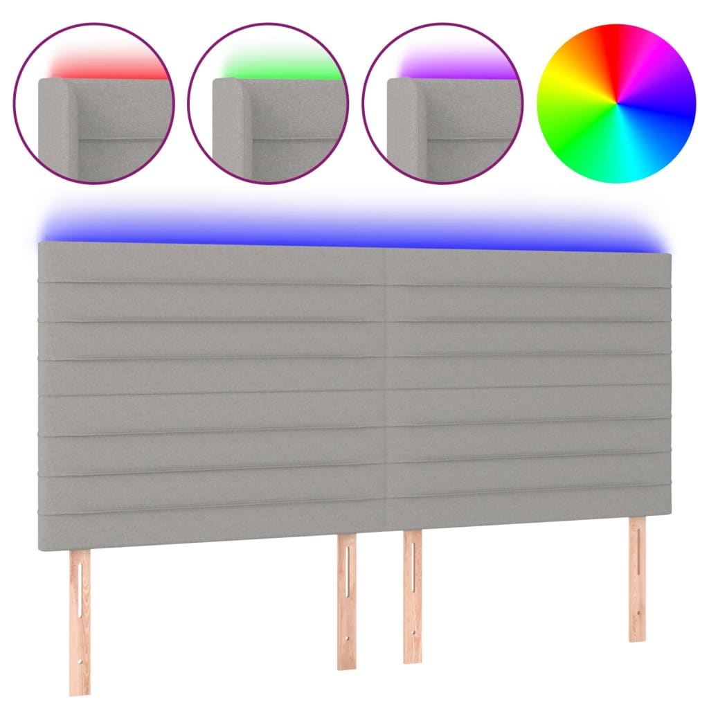 Hoofdbord LED 160x5x118/128 cm stof lichtgrijs Hoofdborden en voetborden | Creëer jouw Trendy Thuis | Gratis bezorgd & Retour | Trendy.nl