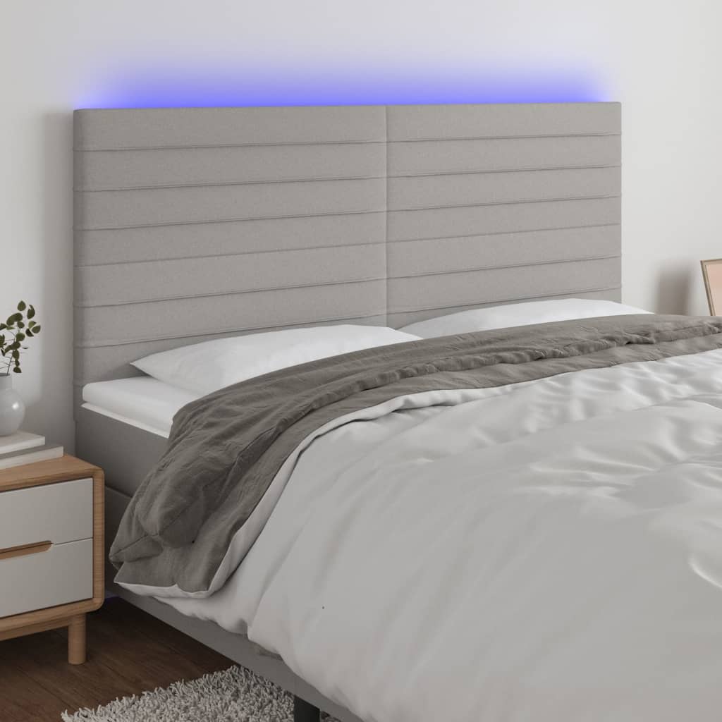 Hoofdbord LED 160x5x118/128 cm stof lichtgrijs Hoofdborden en voetborden | Creëer jouw Trendy Thuis | Gratis bezorgd & Retour | Trendy.nl