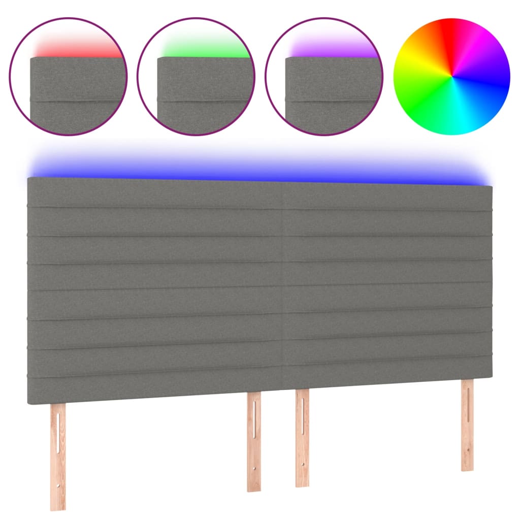 Hoofdbord LED 160x5x118/128 cm stof donkergrijs Hoofdborden en voetborden | Creëer jouw Trendy Thuis | Gratis bezorgd & Retour | Trendy.nl