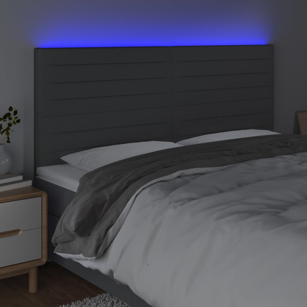 Hoofdbord LED 160x5x118/128 cm stof donkergrijs Hoofdborden en voetborden | Creëer jouw Trendy Thuis | Gratis bezorgd & Retour | Trendy.nl