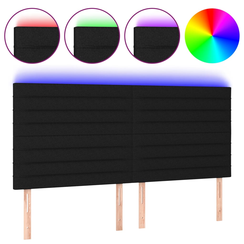 Hoofdbord LED 180x5x118/128 cm stof zwart Hoofdborden en voetborden | Creëer jouw Trendy Thuis | Gratis bezorgd & Retour | Trendy.nl