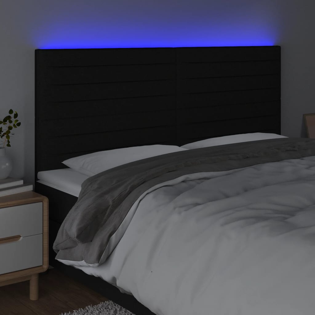 Hoofdbord LED 180x5x118/128 cm stof zwart Hoofdborden en voetborden | Creëer jouw Trendy Thuis | Gratis bezorgd & Retour | Trendy.nl