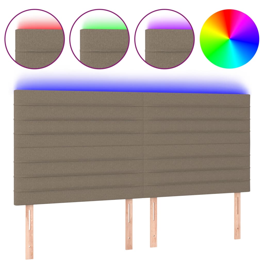 Hoofdbord LED 200x5x118/128 cm stof taupe Hoofdborden en voetborden | Creëer jouw Trendy Thuis | Gratis bezorgd & Retour | Trendy.nl