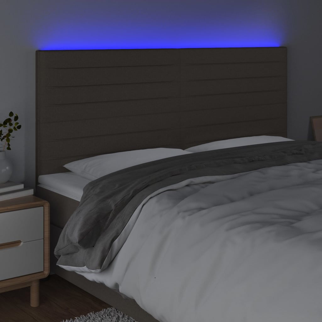 Hoofdbord LED 200x5x118/128 cm stof taupe Hoofdborden en voetborden | Creëer jouw Trendy Thuis | Gratis bezorgd & Retour | Trendy.nl