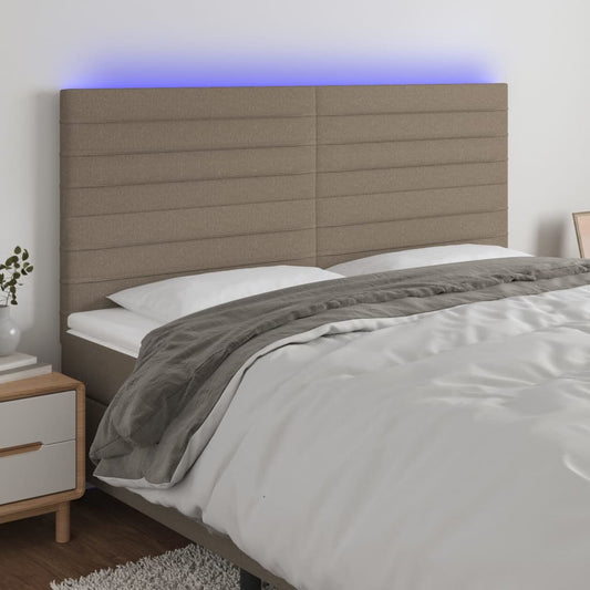 Hoofdbord LED 200x5x118/128 cm stof taupe Hoofdborden en voetborden | Creëer jouw Trendy Thuis | Gratis bezorgd & Retour | Trendy.nl