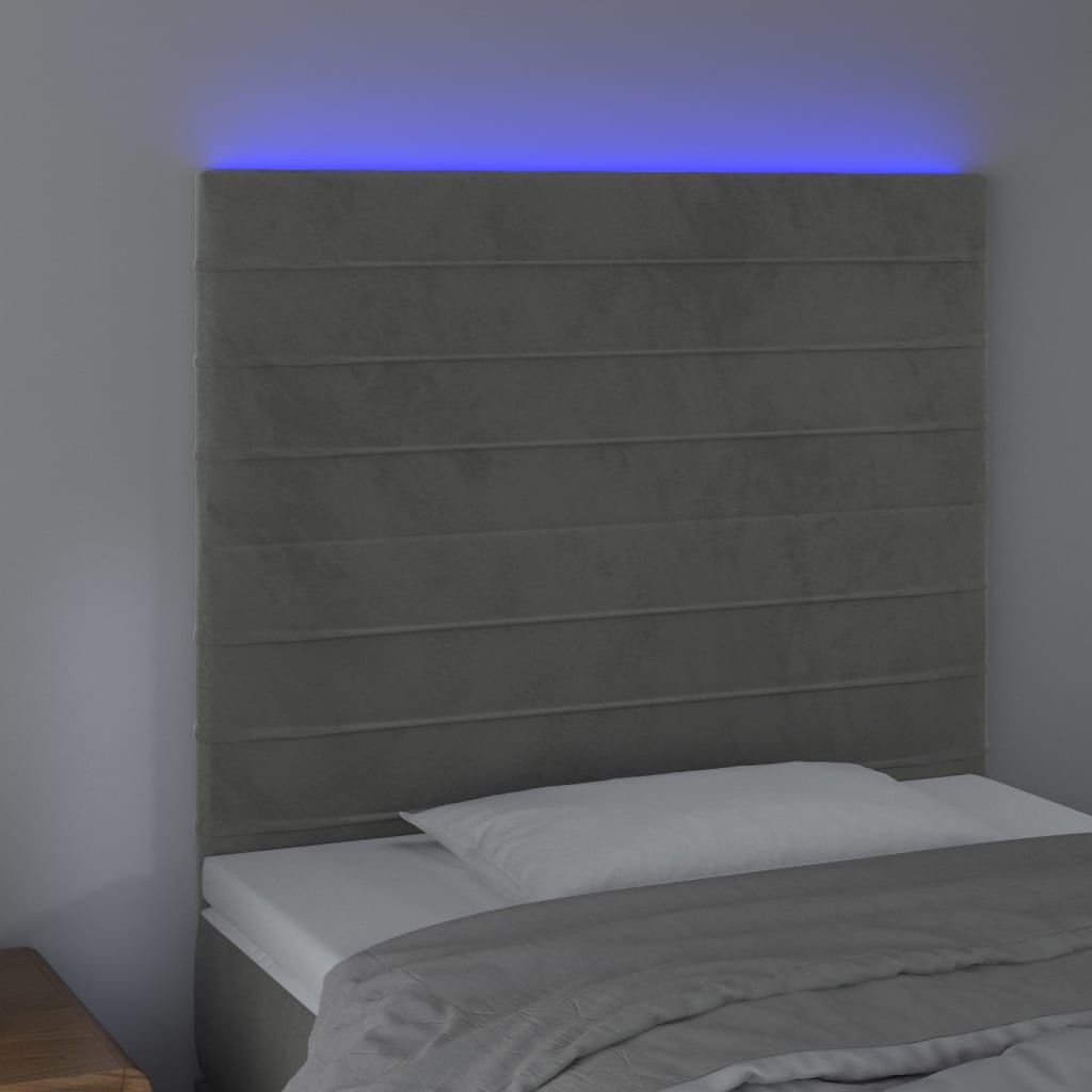 Hoofdbord LED 80x5x118/128 cm fluweel lichtgrijs Hoofdborden en voetborden | Creëer jouw Trendy Thuis | Gratis bezorgd & Retour | Trendy.nl