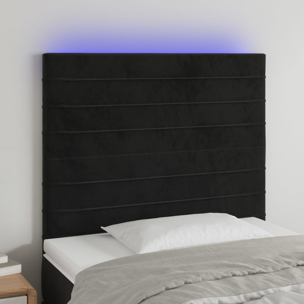 Hoofdbord LED 90x5x118/128 cm fluweel zwart Hoofdborden en voetborden | Creëer jouw Trendy Thuis | Gratis bezorgd & Retour | Trendy.nl