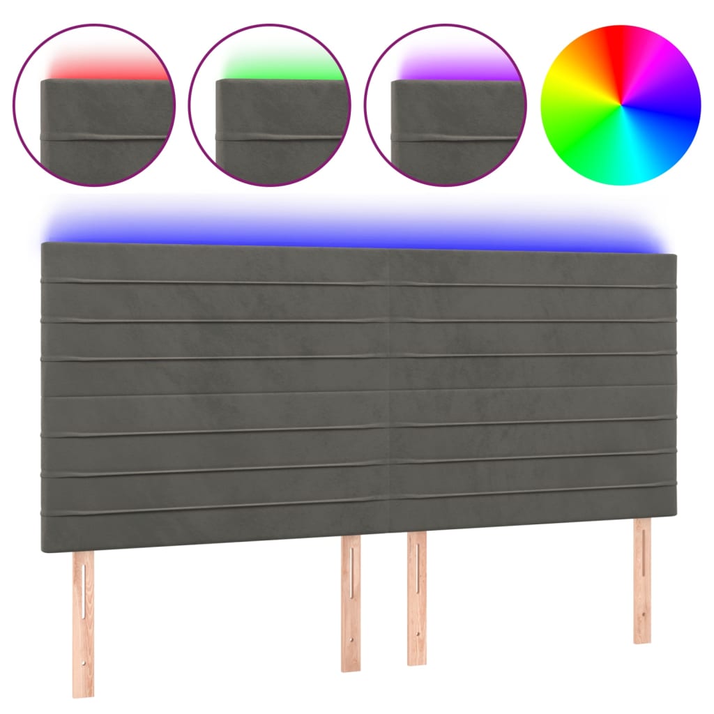 Hoofdbord LED 180x5x118/128 cm fluweel donkergrijs Hoofdborden en voetborden | Creëer jouw Trendy Thuis | Gratis bezorgd & Retour | Trendy.nl