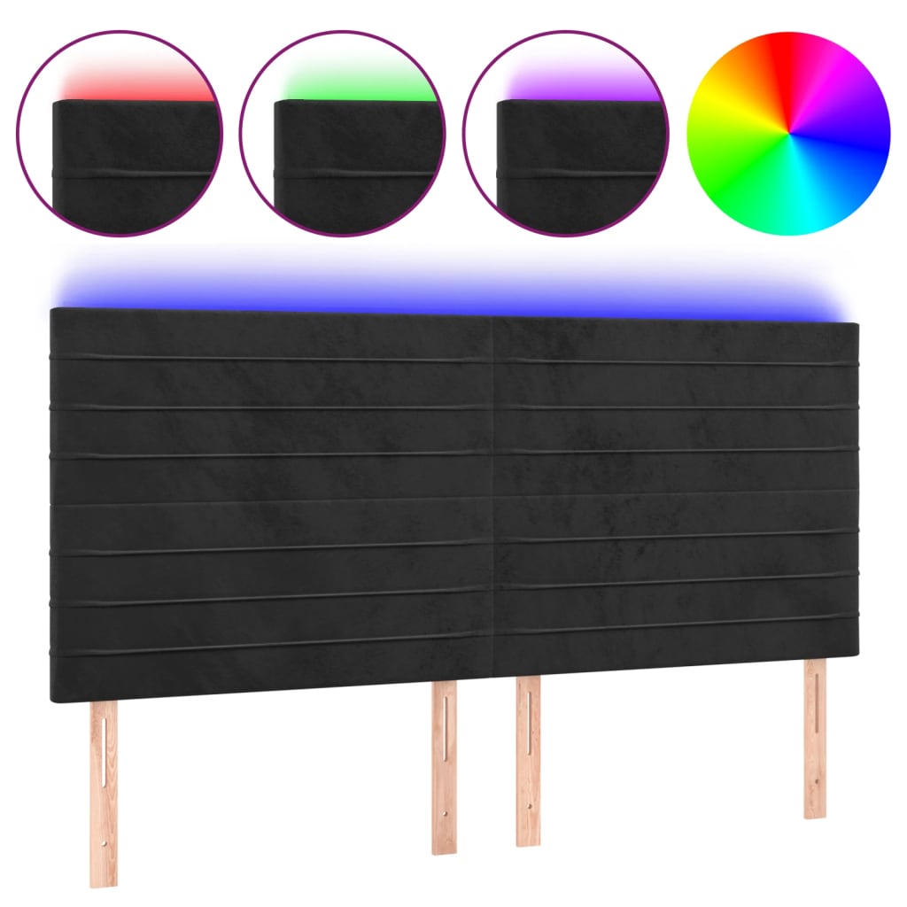 Hoofdbord LED 180x5x118/128 cm fluweel zwart Hoofdborden en voetborden | Creëer jouw Trendy Thuis | Gratis bezorgd & Retour | Trendy.nl