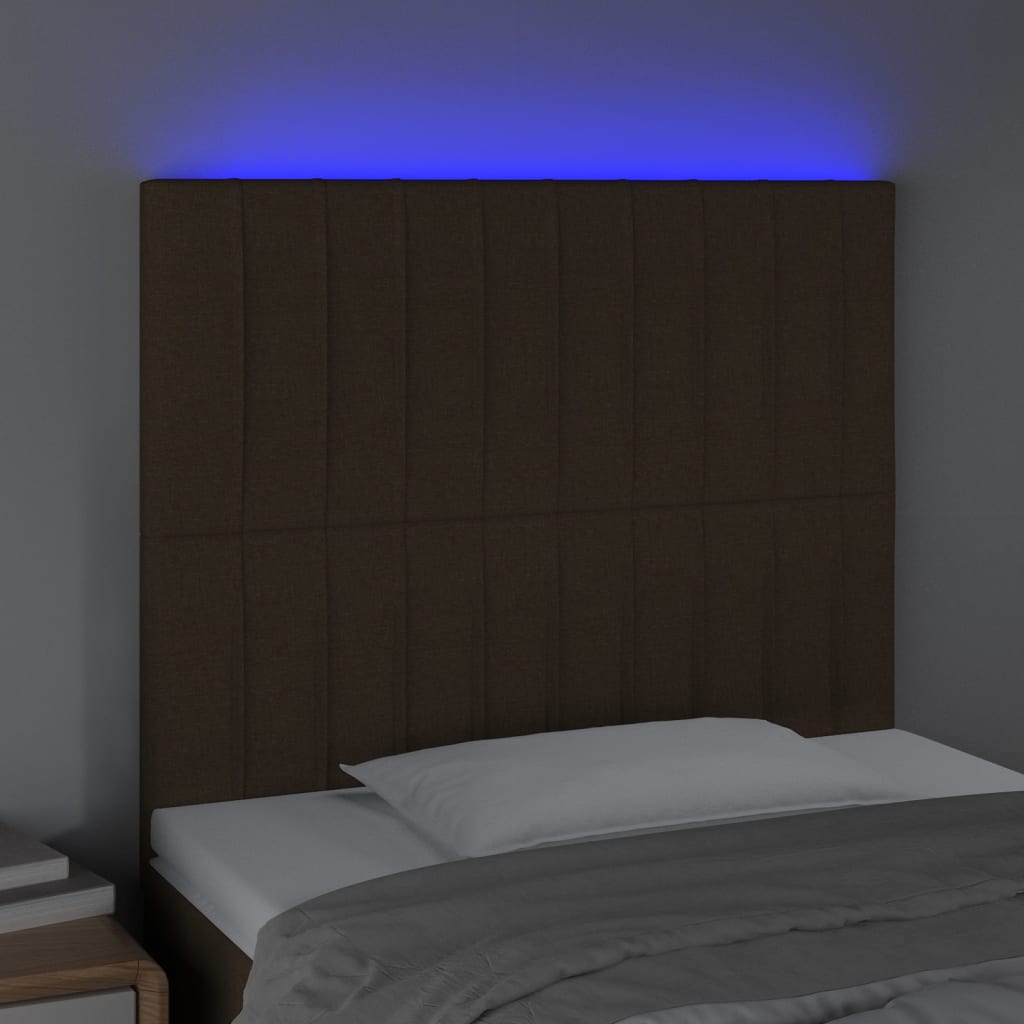 Hoofdbord LED 80x5x118/128 cm stof donkerbruin Hoofdborden en voetborden | Creëer jouw Trendy Thuis | Gratis bezorgd & Retour | Trendy.nl