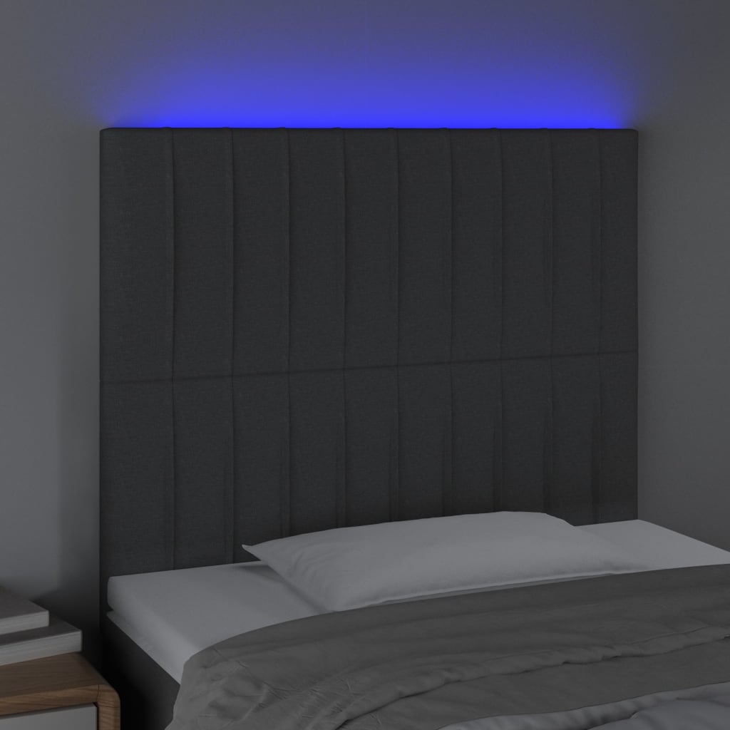 Hoofdbord LED 90x5x118/128 cm stof donkergrijs Hoofdborden en voetborden | Creëer jouw Trendy Thuis | Gratis bezorgd & Retour | Trendy.nl