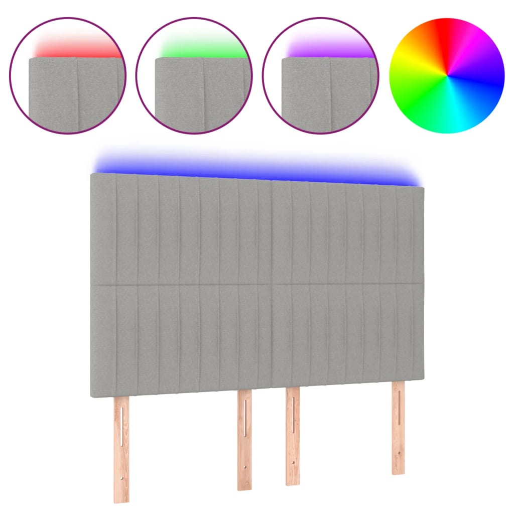 Hoofdbord LED 144x5x118/128 cm stof lichtgrijs Hoofdborden en voetborden | Creëer jouw Trendy Thuis | Gratis bezorgd & Retour | Trendy.nl