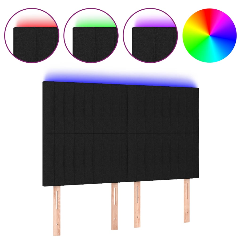 Hoofdbord LED 144x5x118/128 cm stof zwart Hoofdborden en voetborden | Creëer jouw Trendy Thuis | Gratis bezorgd & Retour | Trendy.nl