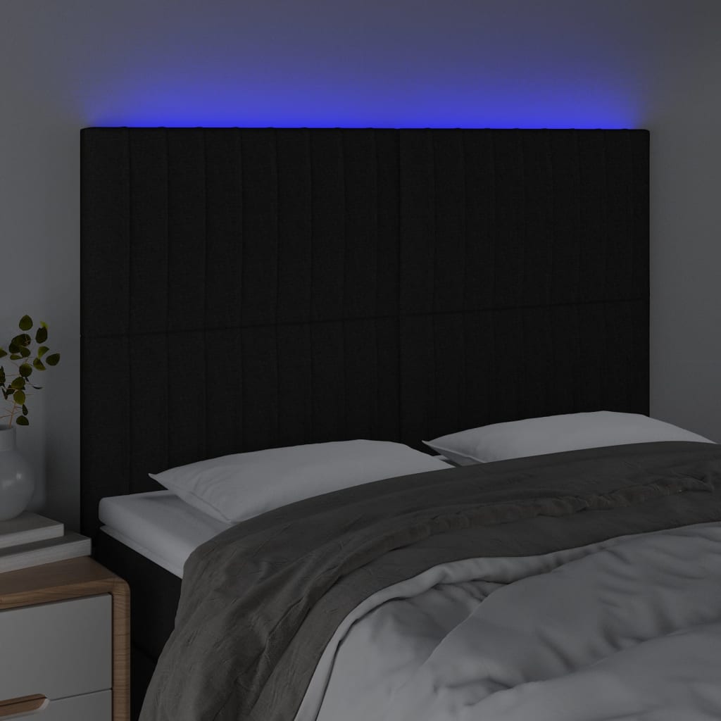 Hoofdbord LED 144x5x118/128 cm stof zwart Hoofdborden en voetborden | Creëer jouw Trendy Thuis | Gratis bezorgd & Retour | Trendy.nl