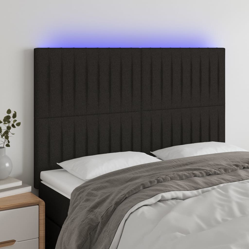 Hoofdbord LED 144x5x118/128 cm stof zwart Hoofdborden en voetborden | Creëer jouw Trendy Thuis | Gratis bezorgd & Retour | Trendy.nl