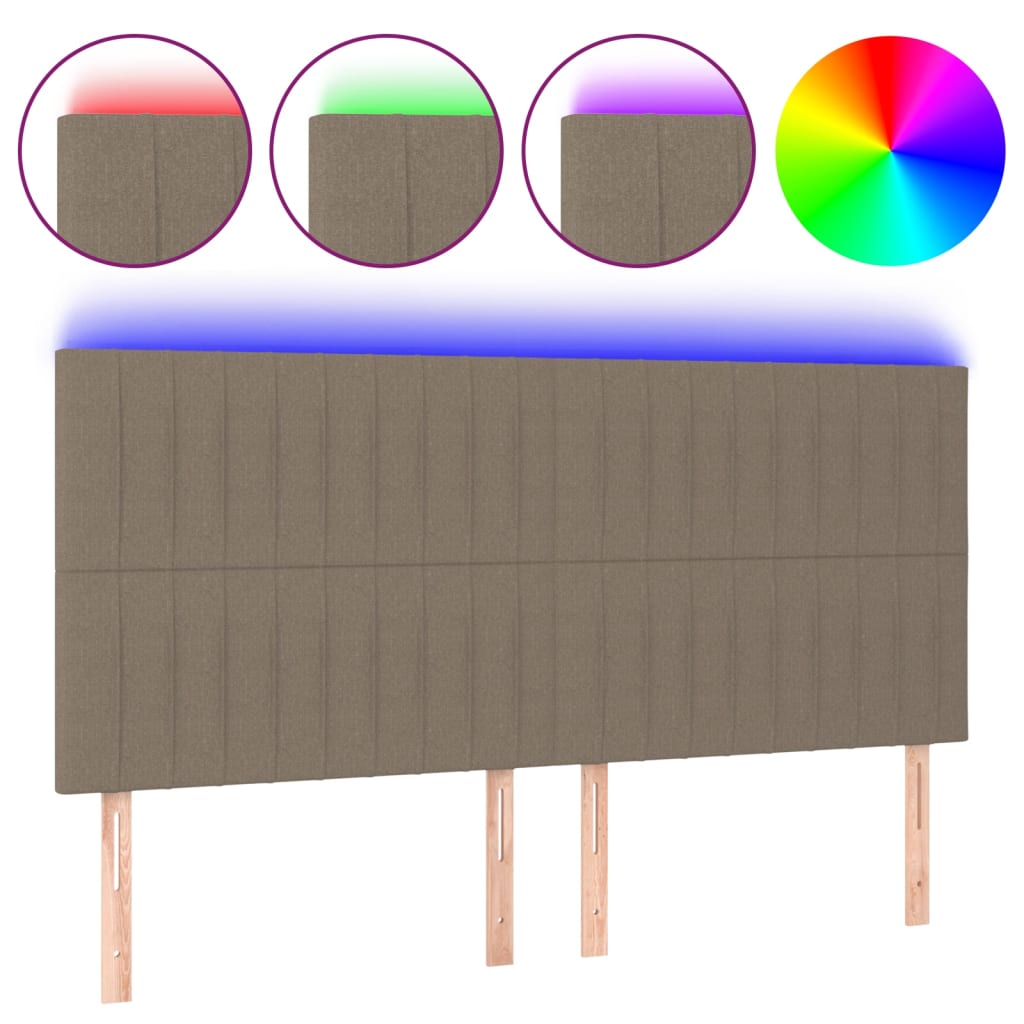 Hoofdbord LED 180x5x118/128 cm stof taupe Hoofdborden en voetborden | Creëer jouw Trendy Thuis | Gratis bezorgd & Retour | Trendy.nl