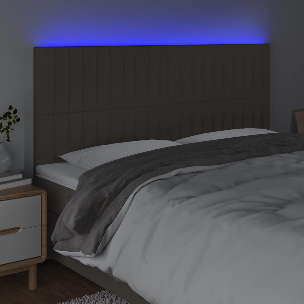 Hoofdbord LED 180x5x118/128 cm stof taupe Hoofdborden en voetborden | Creëer jouw Trendy Thuis | Gratis bezorgd & Retour | Trendy.nl