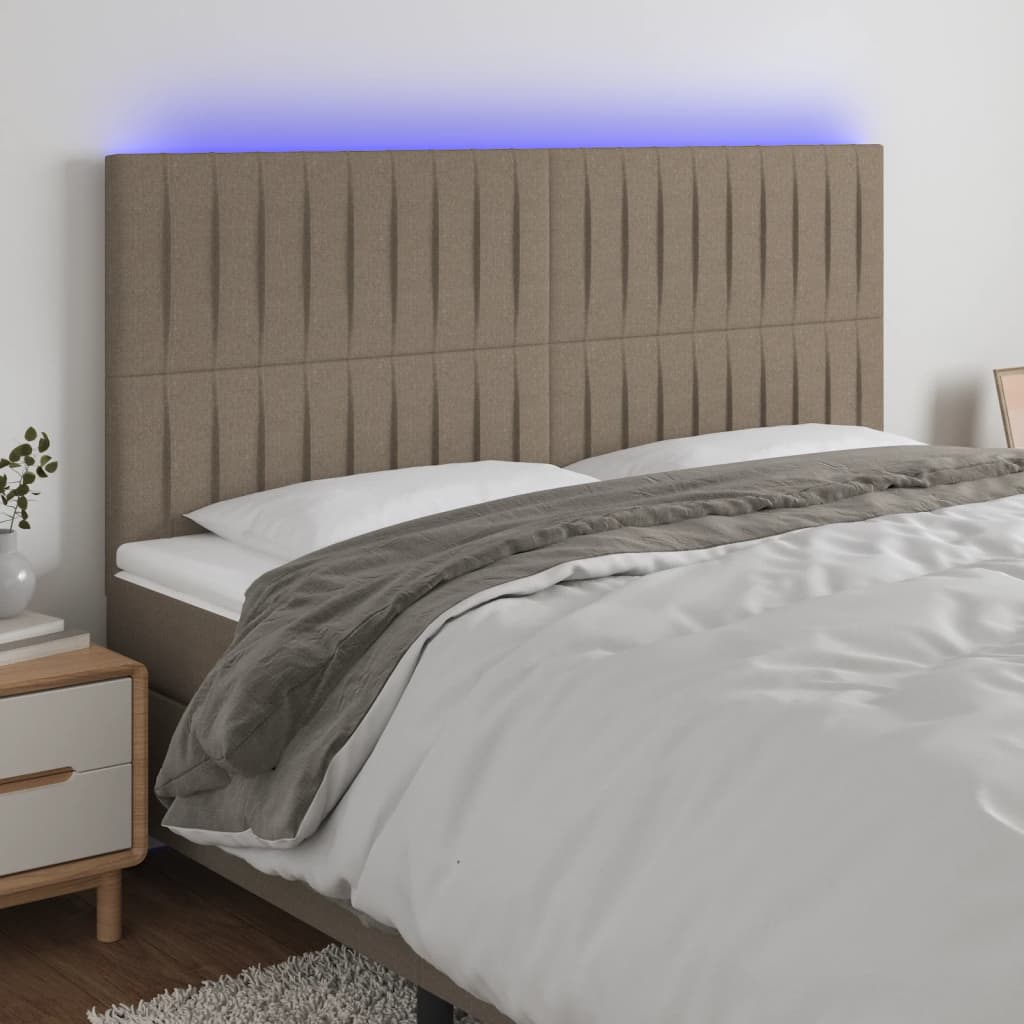 Hoofdbord LED 180x5x118/128 cm stof taupe Hoofdborden en voetborden | Creëer jouw Trendy Thuis | Gratis bezorgd & Retour | Trendy.nl