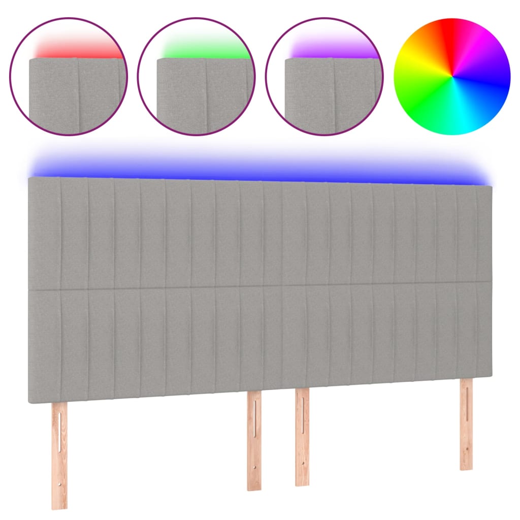 Hoofdbord LED 200x5x118/128 cm stof lichtgrijs Hoofdborden en voetborden | Creëer jouw Trendy Thuis | Gratis bezorgd & Retour | Trendy.nl