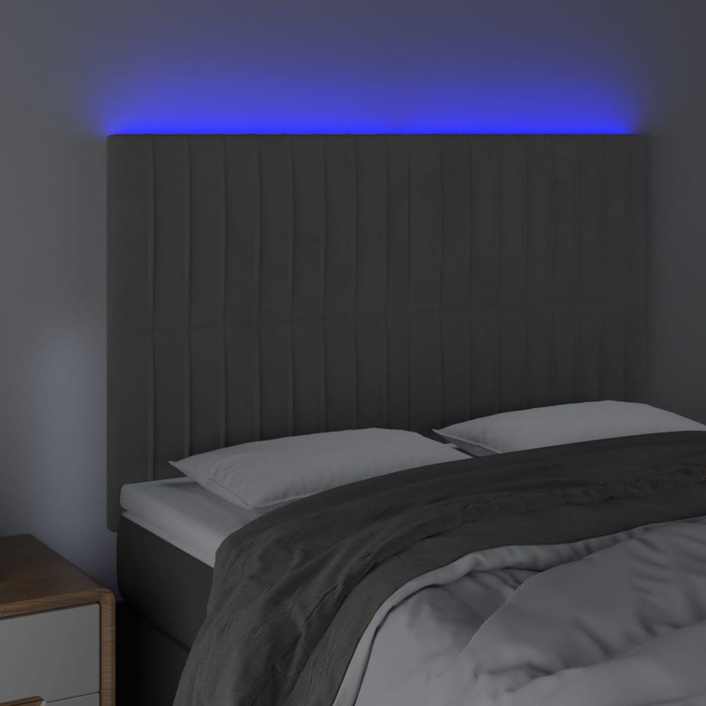 Hoofdbord LED 144x5x118/128 cm fluweel donkergrijs Hoofdborden en voetborden | Creëer jouw Trendy Thuis | Gratis bezorgd & Retour | Trendy.nl