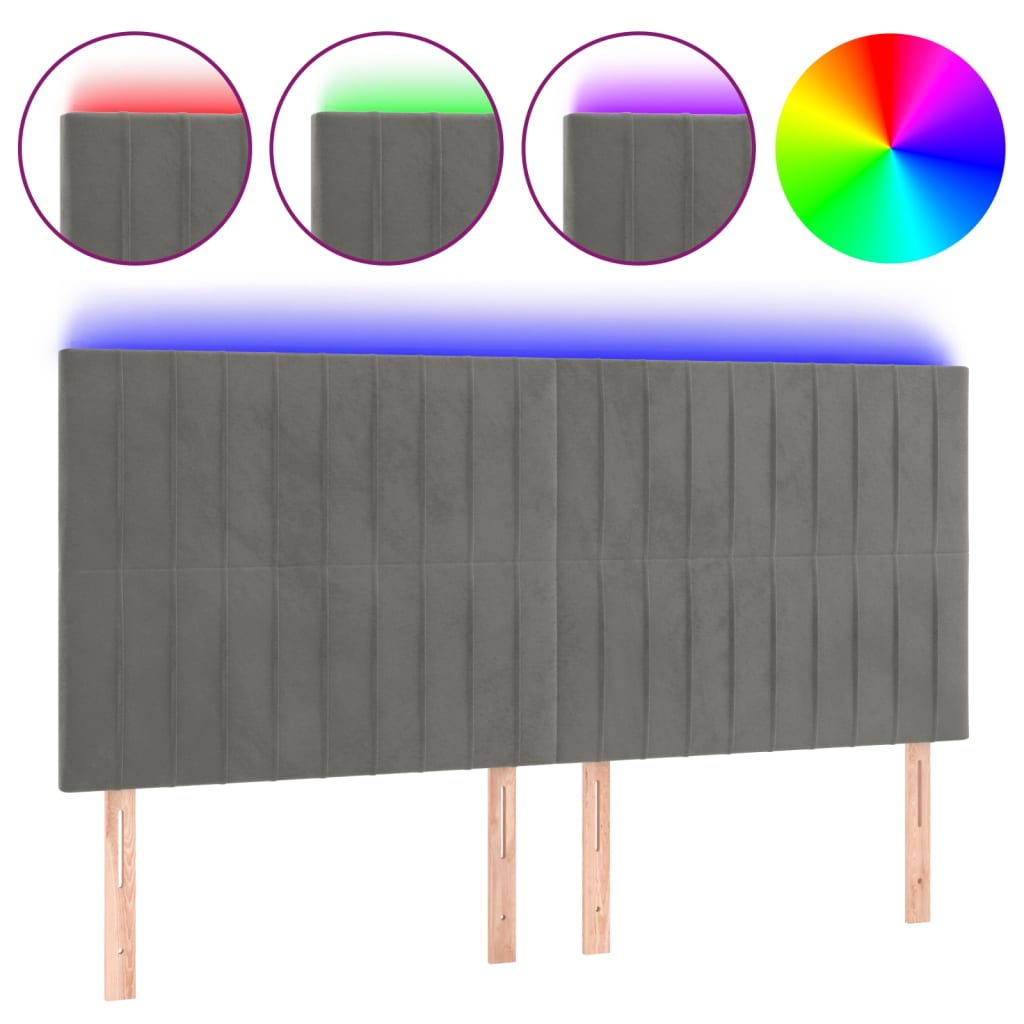 Hoofdbord LED 180x5x118/128 cm fluweel lichtgrijs Hoofdborden en voetborden | Creëer jouw Trendy Thuis | Gratis bezorgd & Retour | Trendy.nl