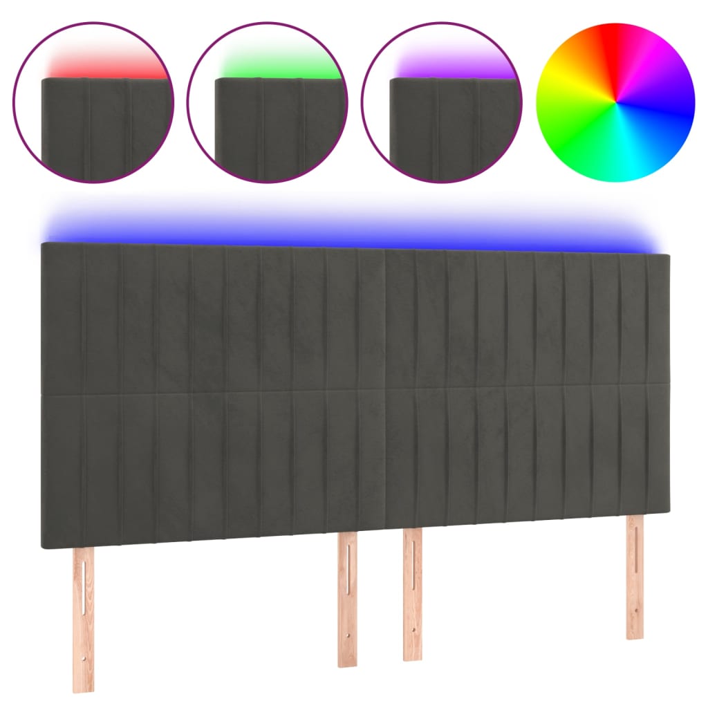 Hoofdbord LED 180x5x118/128 cm fluweel donkergrijs Hoofdborden en voetborden | Creëer jouw Trendy Thuis | Gratis bezorgd & Retour | Trendy.nl