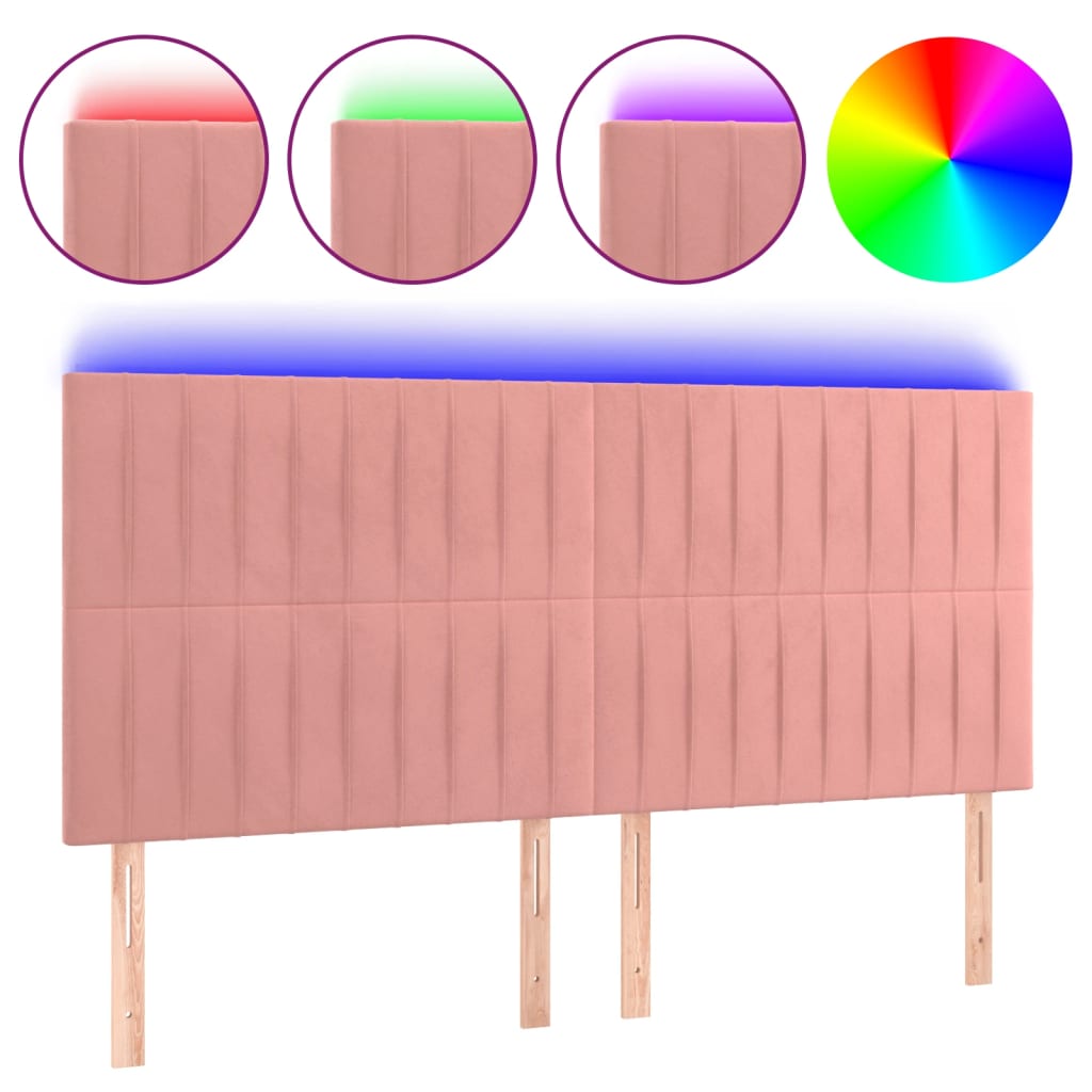 Hoofdbord LED 180x5x118/128 cm fluweel roze Hoofdborden en voetborden | Creëer jouw Trendy Thuis | Gratis bezorgd & Retour | Trendy.nl