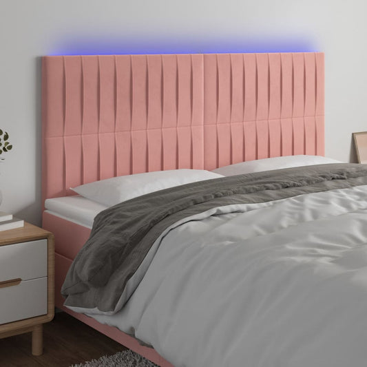 Hoofdbord LED 180x5x118/128 cm fluweel roze Hoofdborden en voetborden | Creëer jouw Trendy Thuis | Gratis bezorgd & Retour | Trendy.nl