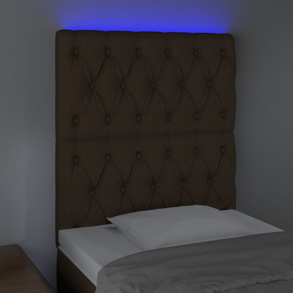 Hoofdbord LED 80x7x118/128 cm stof donkerbruin Hoofdborden en voetborden | Creëer jouw Trendy Thuis | Gratis bezorgd & Retour | Trendy.nl