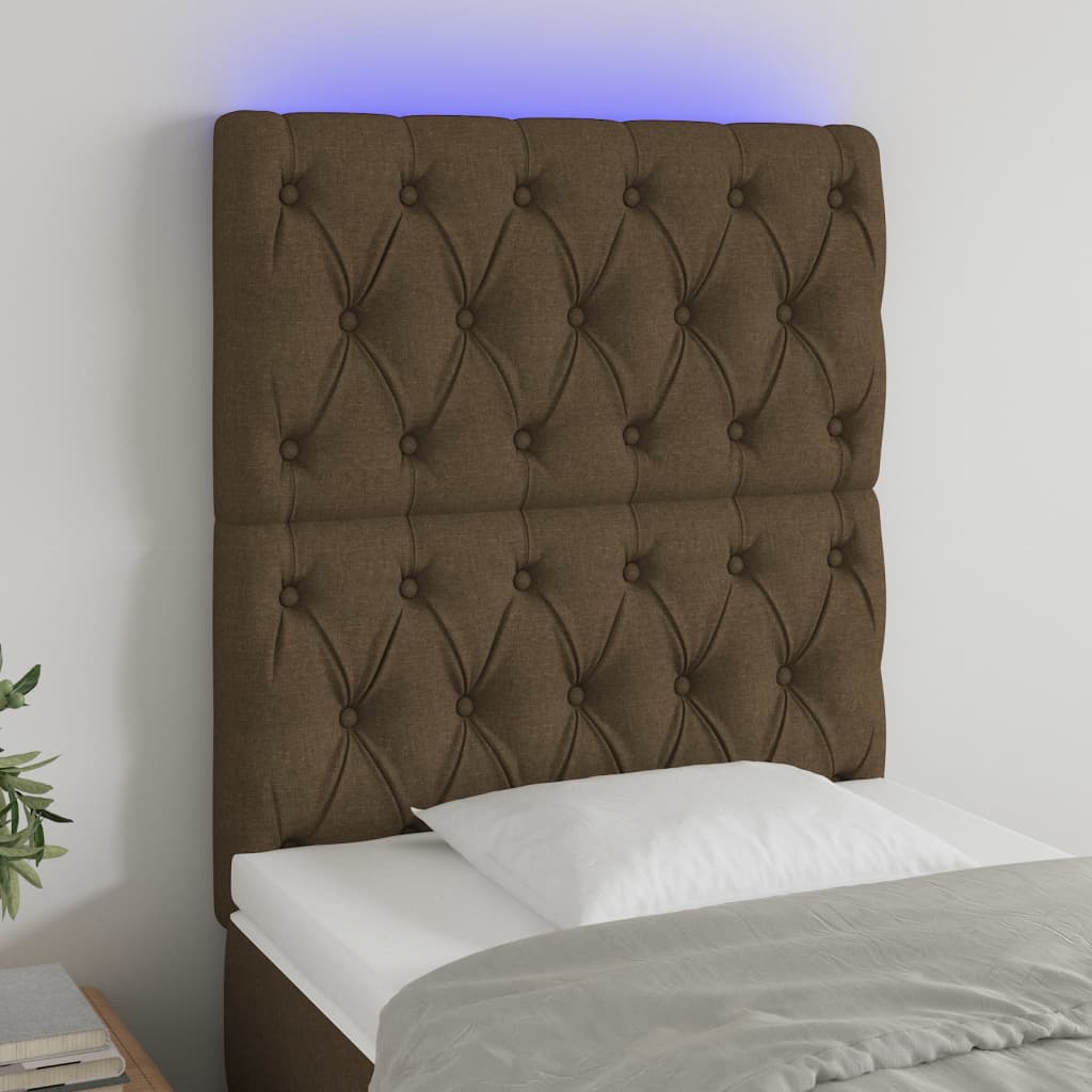 Hoofdbord LED 80x7x118/128 cm stof donkerbruin Hoofdborden en voetborden | Creëer jouw Trendy Thuis | Gratis bezorgd & Retour | Trendy.nl