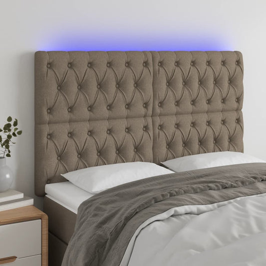 Hoofdbord LED 144x7x118/128 cm stof taupe Hoofdborden en voetborden | Creëer jouw Trendy Thuis | Gratis bezorgd & Retour | Trendy.nl