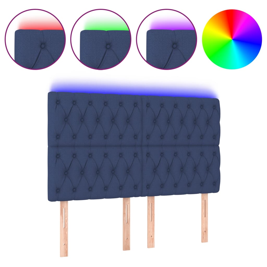 Hoofdbord LED 144x7x118/128 cm stof blauw Hoofdborden en voetborden | Creëer jouw Trendy Thuis | Gratis bezorgd & Retour | Trendy.nl