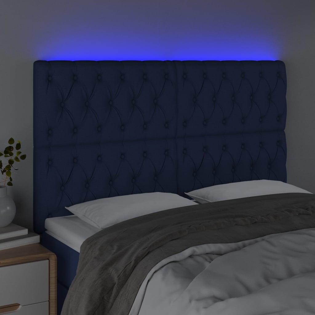 Hoofdbord LED 144x7x118/128 cm stof blauw Hoofdborden en voetborden | Creëer jouw Trendy Thuis | Gratis bezorgd & Retour | Trendy.nl