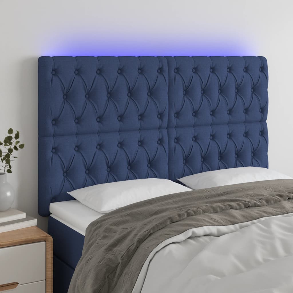 Hoofdbord LED 144x7x118/128 cm stof blauw Hoofdborden en voetborden | Creëer jouw Trendy Thuis | Gratis bezorgd & Retour | Trendy.nl