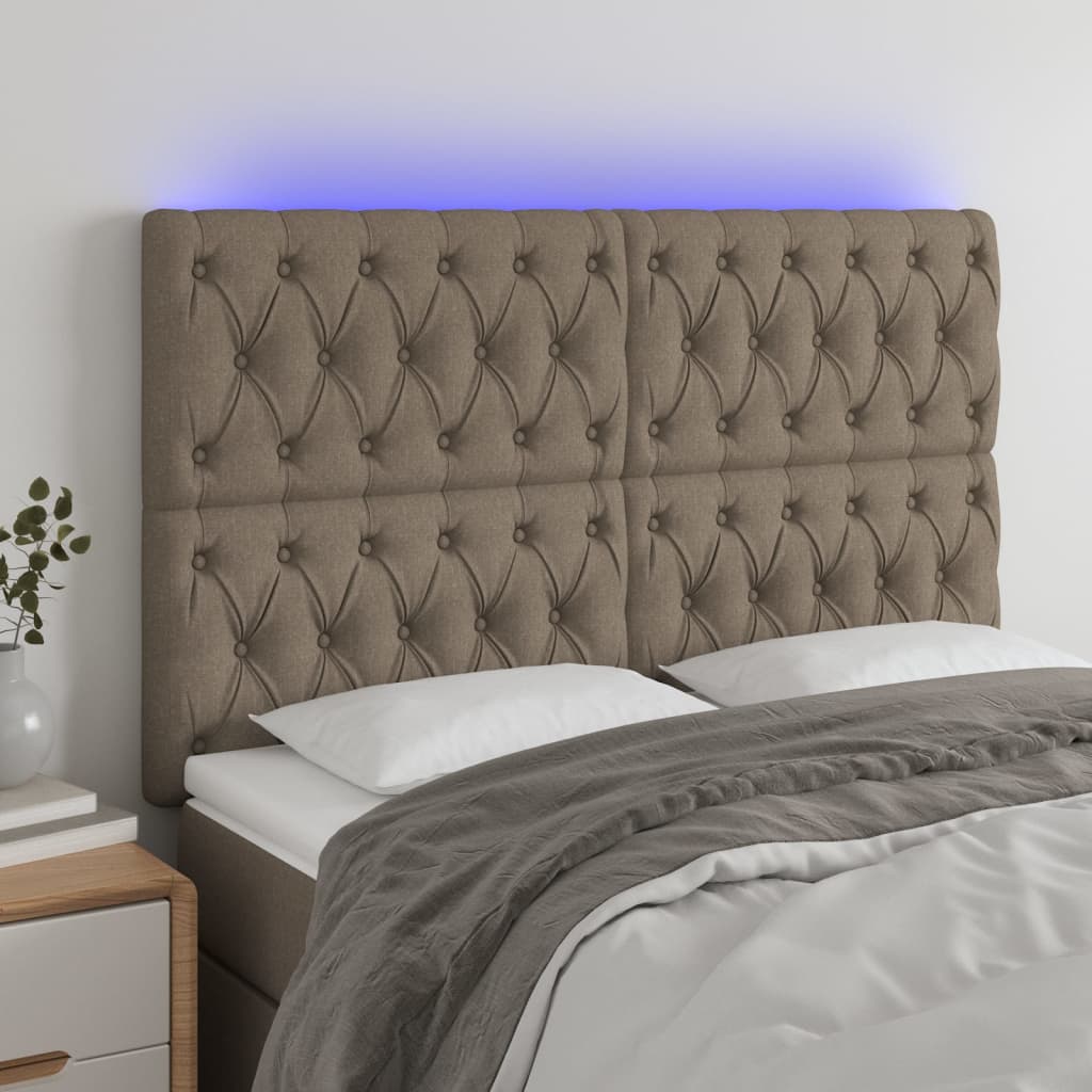 Hoofdbord LED 160x7x118/128 cm stof taupe Hoofdborden en voetborden | Creëer jouw Trendy Thuis | Gratis bezorgd & Retour | Trendy.nl