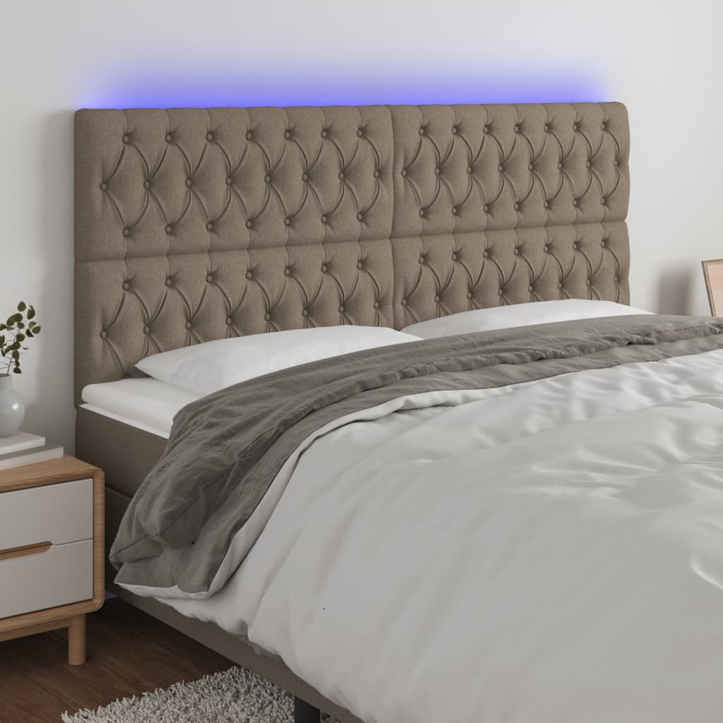 Hoofdbord LED 180x7x118/128 cm stof taupe Hoofdborden en voetborden | Creëer jouw Trendy Thuis | Gratis bezorgd & Retour | Trendy.nl