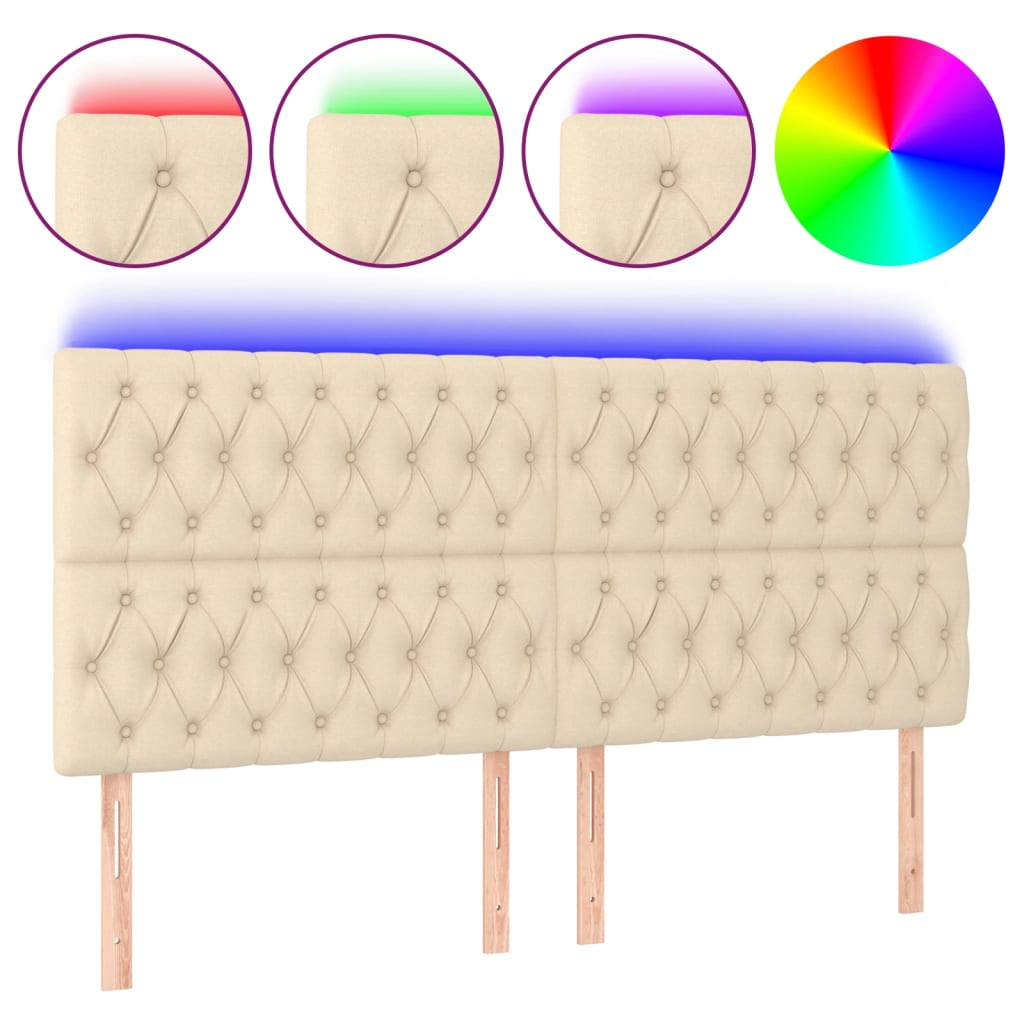 Hoofdbord LED 180x7x118/128 cm stof crèmekleurig Hoofdborden en voetborden | Creëer jouw Trendy Thuis | Gratis bezorgd & Retour | Trendy.nl