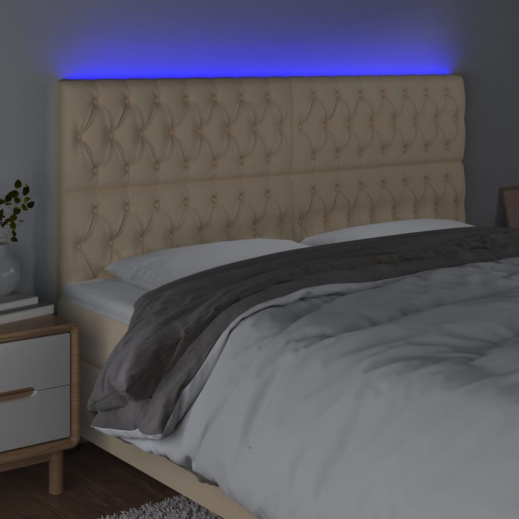 Hoofdbord LED 180x7x118/128 cm stof crèmekleurig Hoofdborden en voetborden | Creëer jouw Trendy Thuis | Gratis bezorgd & Retour | Trendy.nl