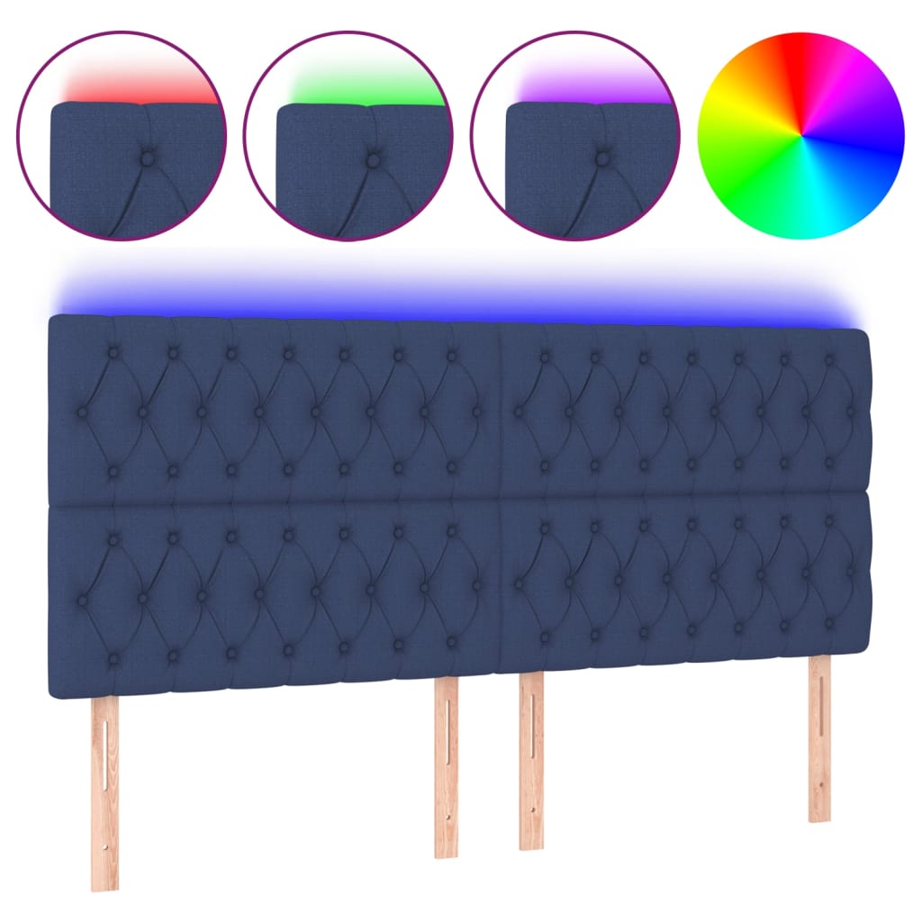 Hoofdbord LED 180x7x118/128 cm stof blauw Hoofdborden en voetborden | Creëer jouw Trendy Thuis | Gratis bezorgd & Retour | Trendy.nl