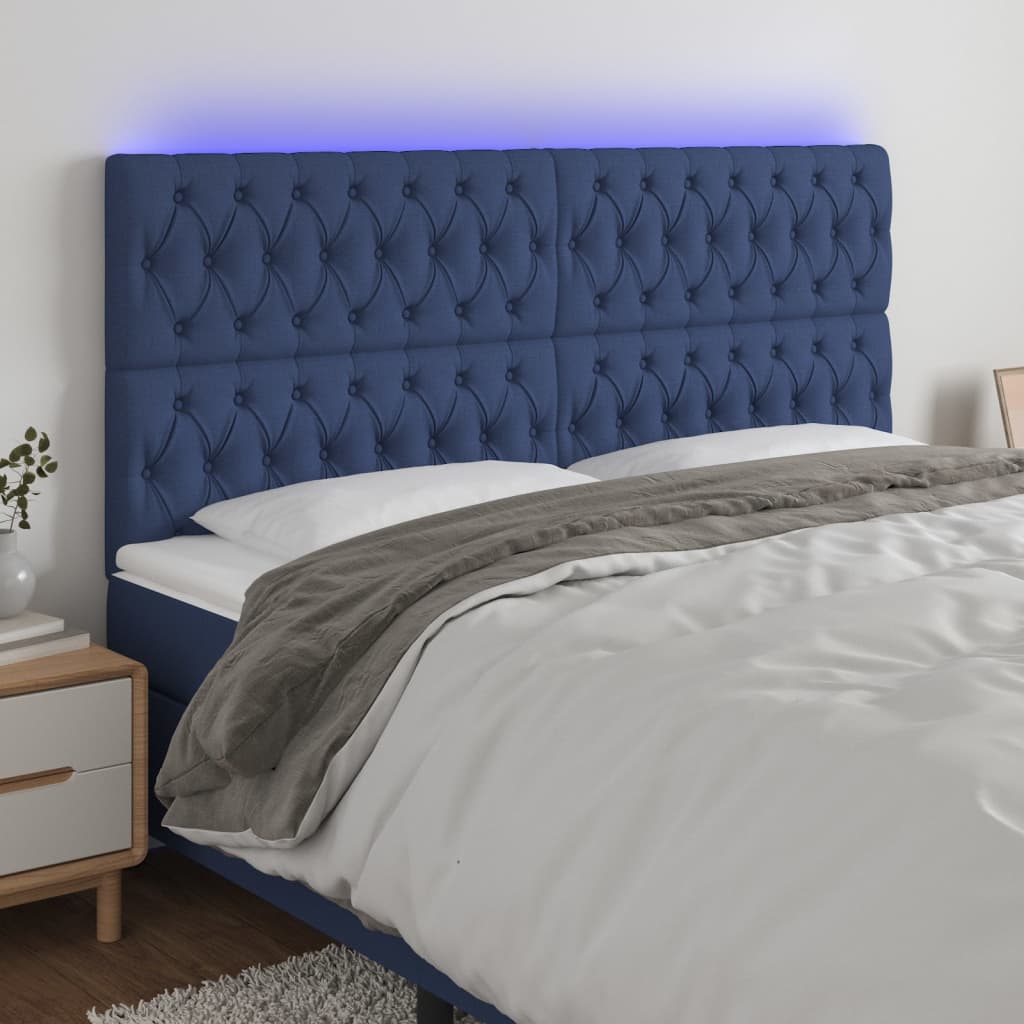 Hoofdbord LED 180x7x118/128 cm stof blauw Hoofdborden en voetborden | Creëer jouw Trendy Thuis | Gratis bezorgd & Retour | Trendy.nl