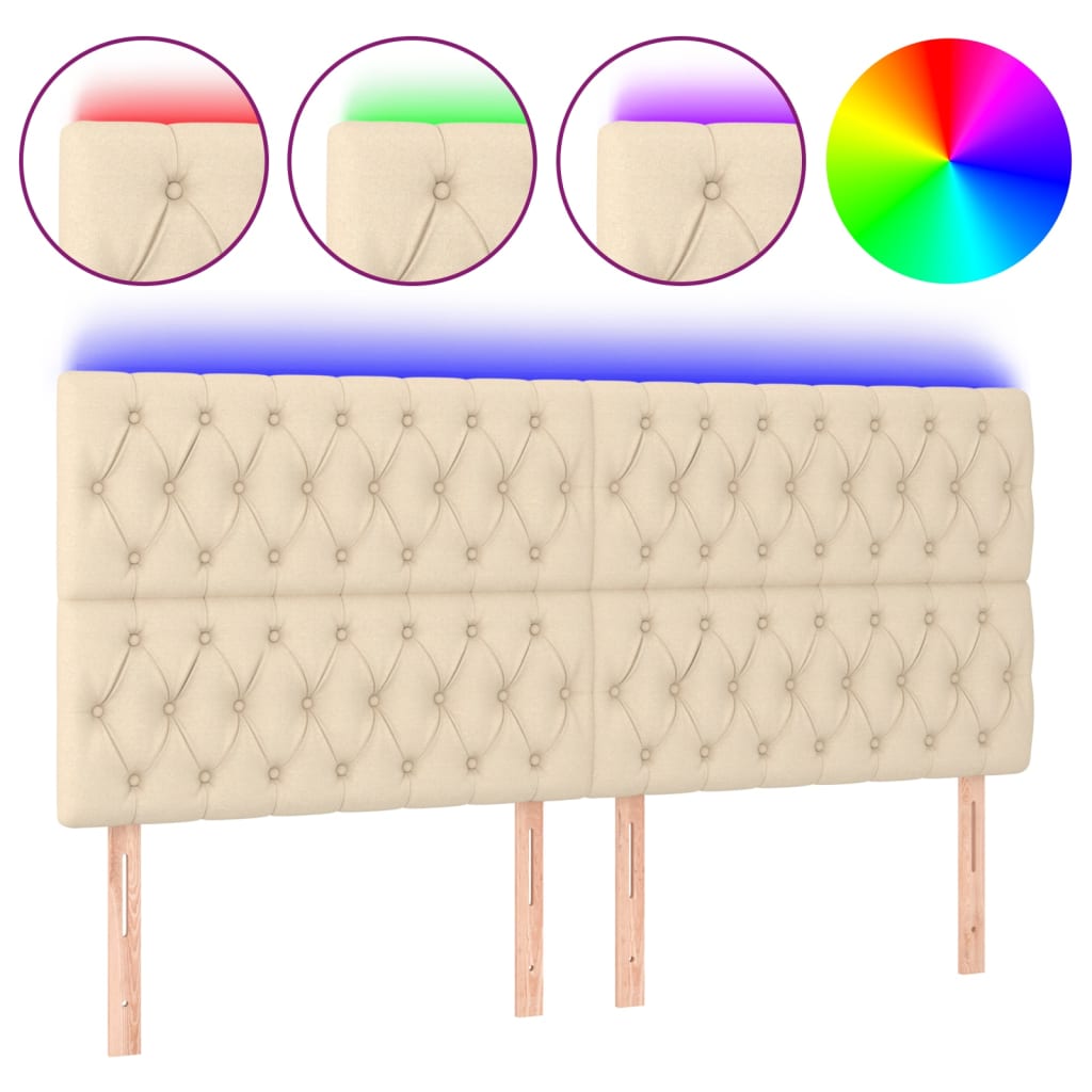 Hoofdbord LED 200x7x118/128 cm stof crèmekleurig Hoofdborden en voetborden | Creëer jouw Trendy Thuis | Gratis bezorgd & Retour | Trendy.nl