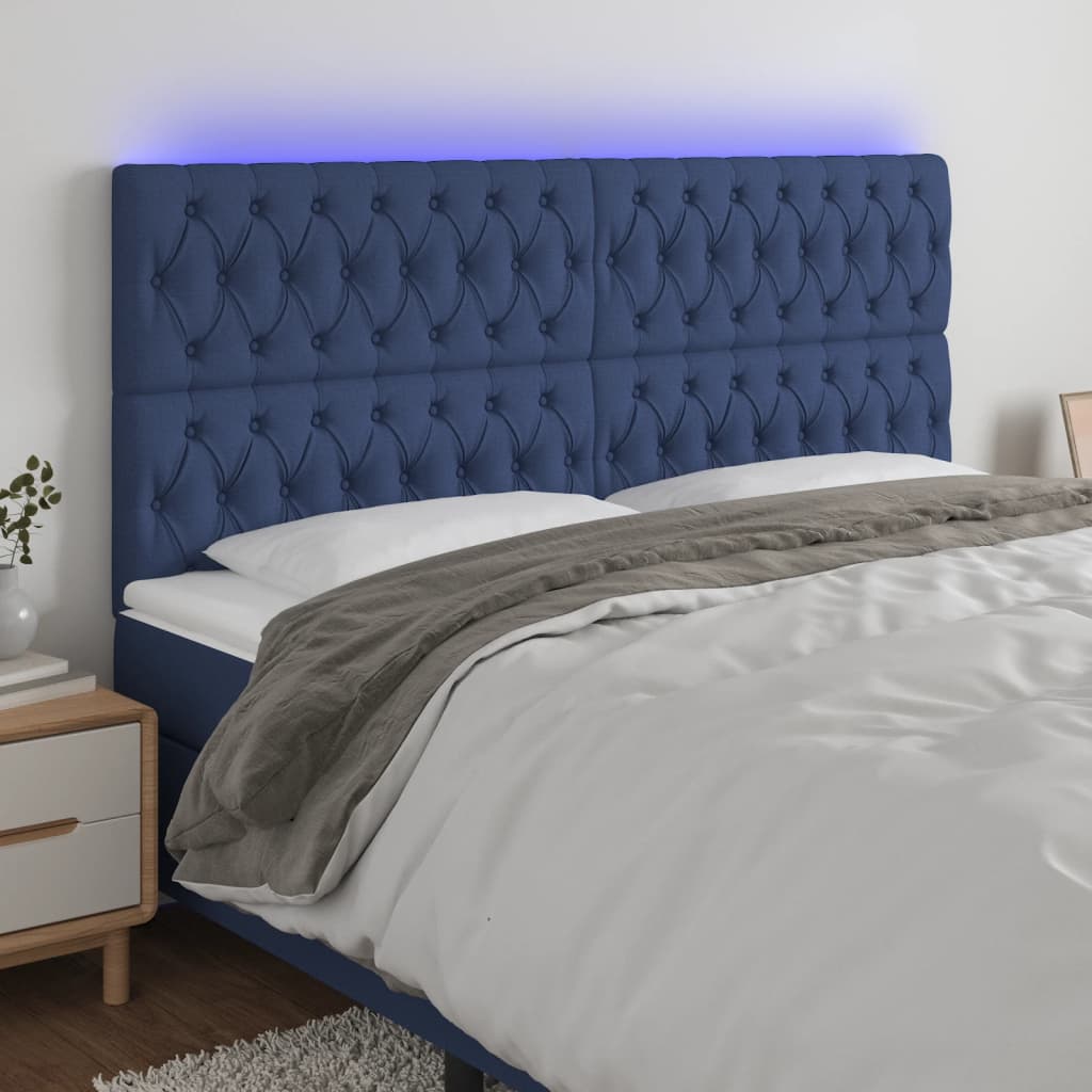 Hoofdbord LED 200x7x118/128 cm stof blauw Hoofdborden en voetborden | Creëer jouw Trendy Thuis | Gratis bezorgd & Retour | Trendy.nl