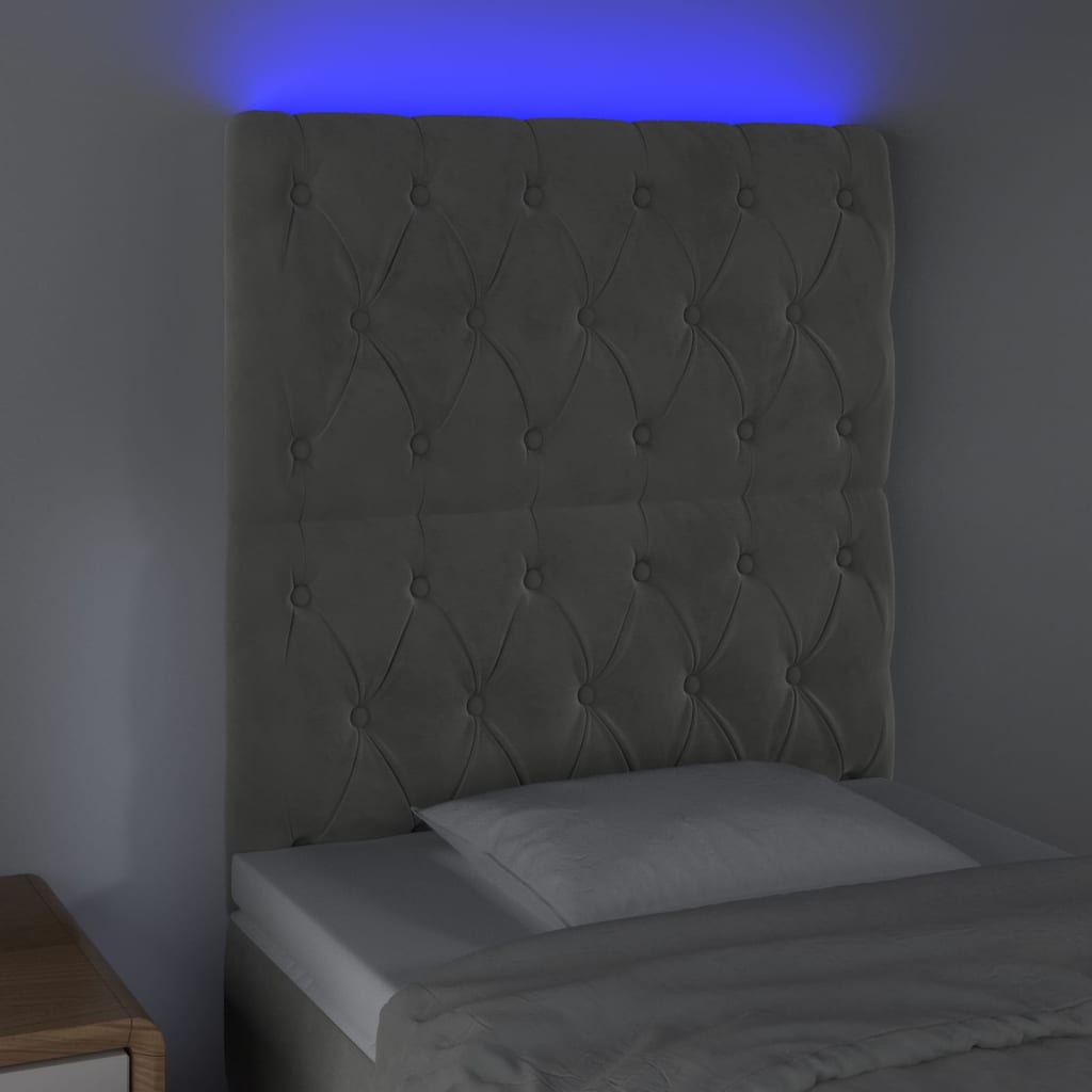 Hoofdbord LED 80x7x118/128 cm fluweel lichtgrijs Hoofdborden en voetborden | Creëer jouw Trendy Thuis | Gratis bezorgd & Retour | Trendy.nl