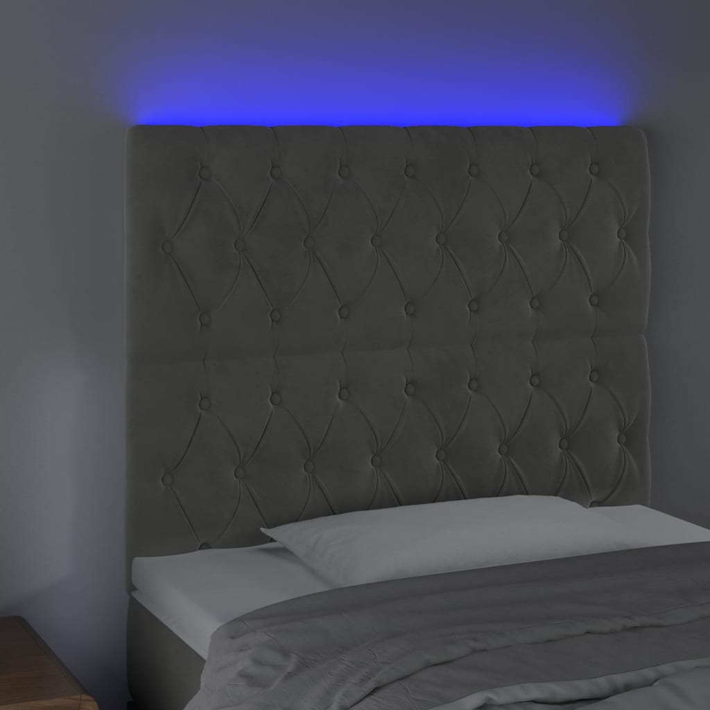 Hoofdbord LED 90x7x118/128 cm fluweel lichtgrijs Hoofdborden en voetborden | Creëer jouw Trendy Thuis | Gratis bezorgd & Retour | Trendy.nl