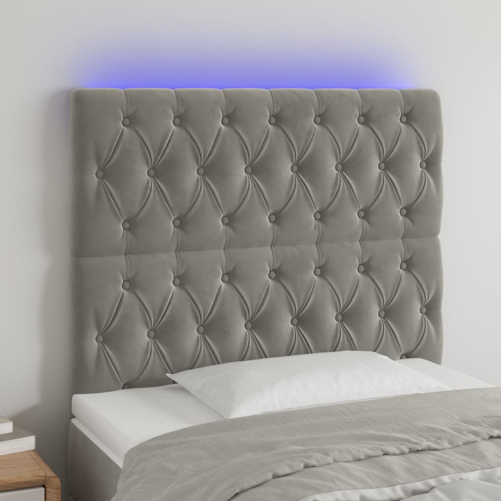 Hoofdbord LED 90x7x118/128 cm fluweel lichtgrijs Hoofdborden en voetborden | Creëer jouw Trendy Thuis | Gratis bezorgd & Retour | Trendy.nl