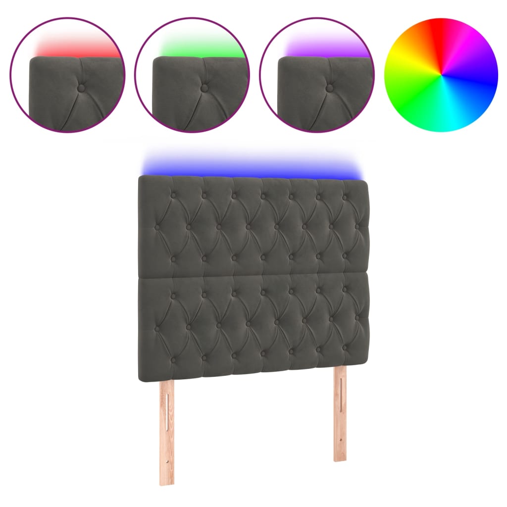 Hoofdbord LED 90x7x118/128 cm fluweel donkergrijs Hoofdborden en voetborden | Creëer jouw Trendy Thuis | Gratis bezorgd & Retour | Trendy.nl